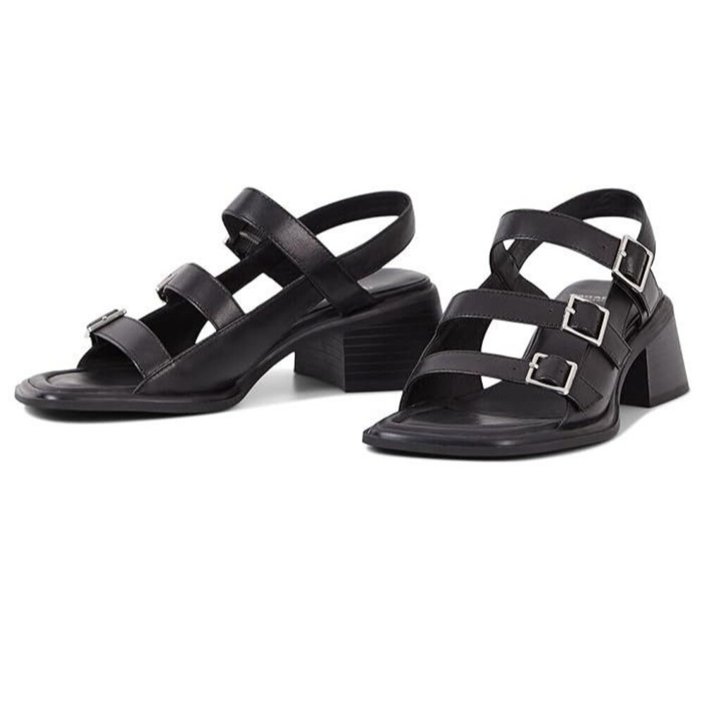Vagabond Black Strappy Block Heel Sandals
